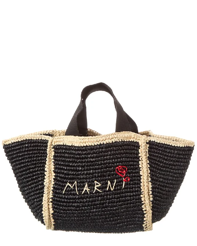 Faux Fur - Trimmed Tote Bag in White for a Cozy Winter LookMarni Macrame Sillo Small Shopper Tote