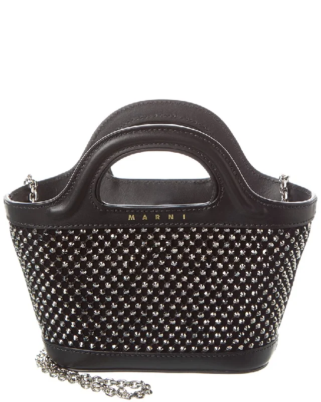 Women's Tote Bag with Inner Compartments in Gray for Organizing Everyday EssentialsMarni Studded Mini Leather Tote