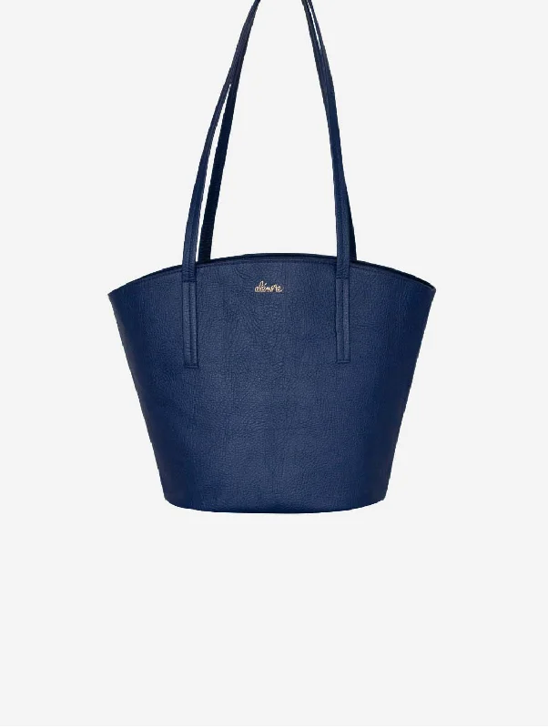 Metallic Tote Bag in Rose Gold with Chain Handles for a Glamorous Night OutMimosa Mini Vegan Apple Leather Tote Bag | Navy