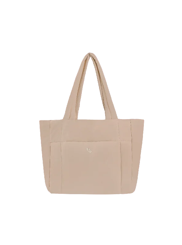 Linen Tote Bag in Natural Beige with Braided Details for a Rustic Summer EnsemblePuffer Shopper (Bambi)