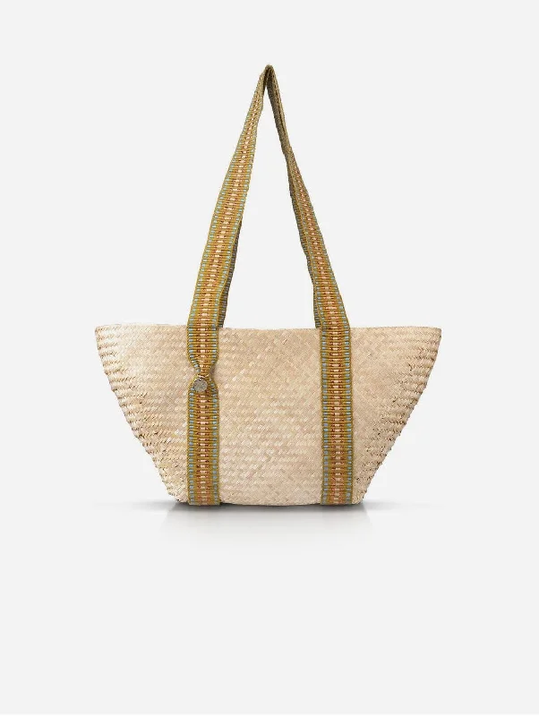 Oversized Jute Tote Bag in Natural Color with Rope Handles for a Beach VacationSiap Bamboo Vegan Medium Tapered Tote | Copper Stripe