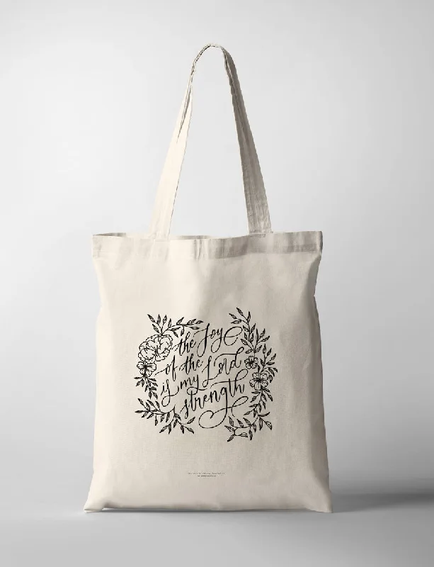 Women's Tote Bag with Magnetic Closure in Orange for Easy Access on the GoThe Joy Of The Lord Is My Strength {Tote Bag}