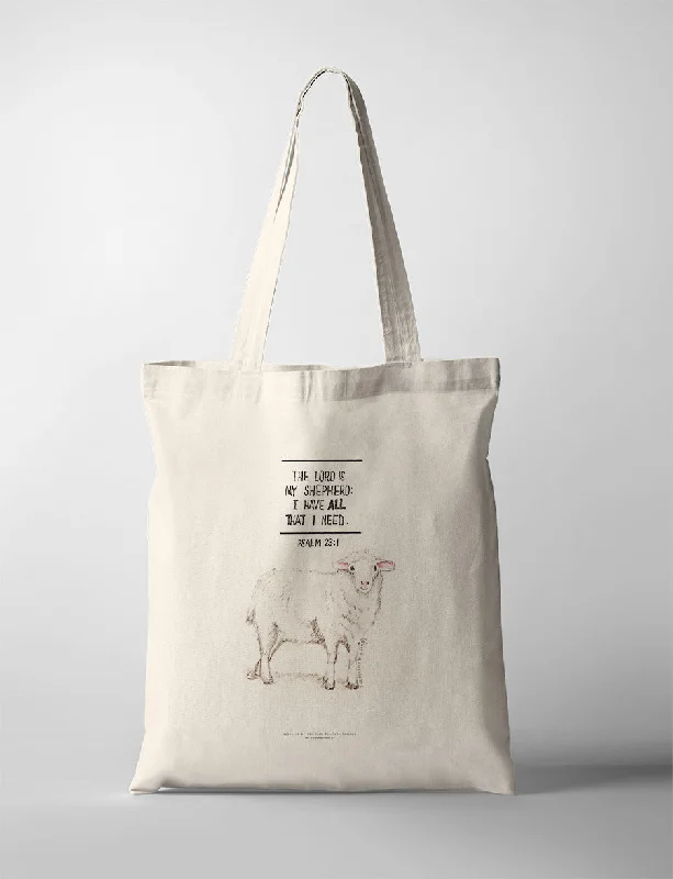 Patchwork Tote Bag in Denim with Vintage - Inspired Designs for a Retro AppealThe Lord is My Shepherd {Tote Bag}