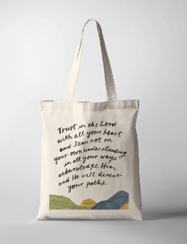 Tote Bag with Adjustable Shoulder Strap in Olive Green for Comfortable CarryingTrust In The Lord {Tote Bag}