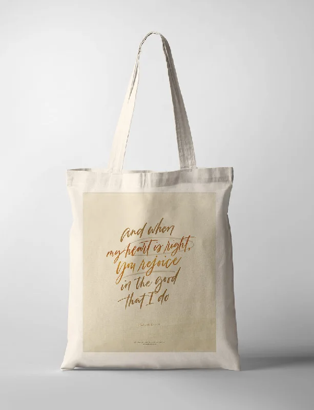 Waterproof Tote Bag in Yellow for Outdoor Activities in Wet WeatherWhen My Heart Is Right {Tote Bag}