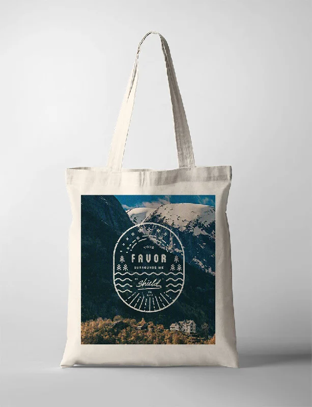 Faux Fur - Trimmed Tote Bag in White for a Cozy Winter LookYour Favor Surrounds Me As A Shield {Tote Bag}