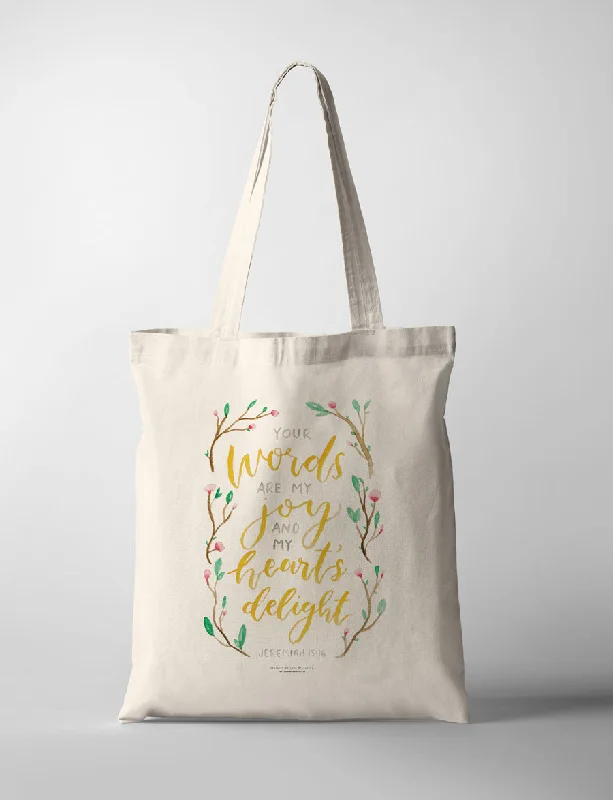 Geometric - Printed Tote Bag in Multicolor for a Contemporary and Trendy OutfitYour Words Are My Joy and My Heart's Delight {Tote Bag}