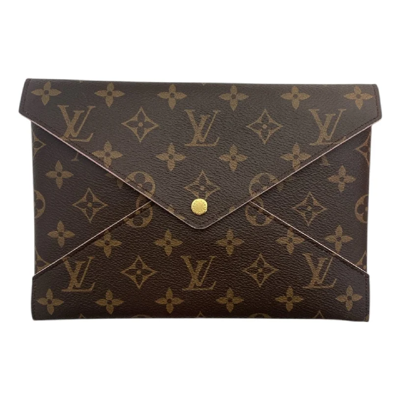 Leather Clutch with Chain Strap in Black for Cocktail PartiesLOUIS VUITTON/Pouch/Monogram/Leather/BRW/Kirigami PINK INSIDE