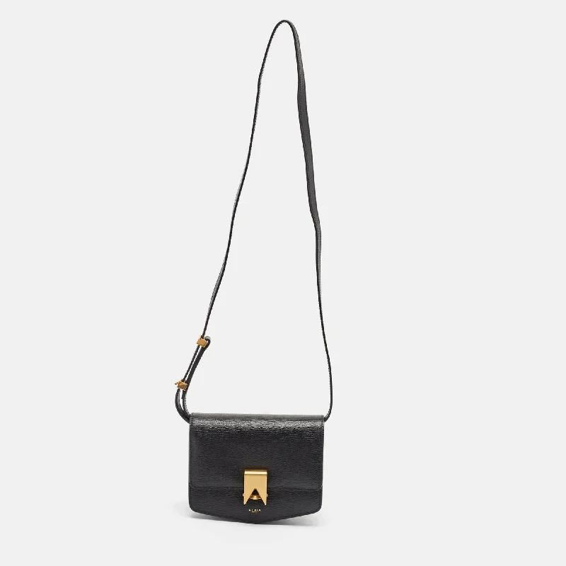 Women's Crossbody Bag with Multiple Compartments in Gray for Organized Daily UseAlaia Black Leather Small Le Papa Crossbody Bag