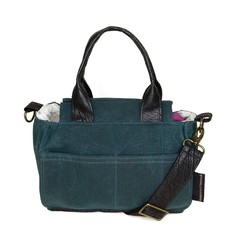 Straw Crossbody Bag in Natural Color for Beach Vacations and Summer DaysAnita: Deep Teal Waxed Canvas