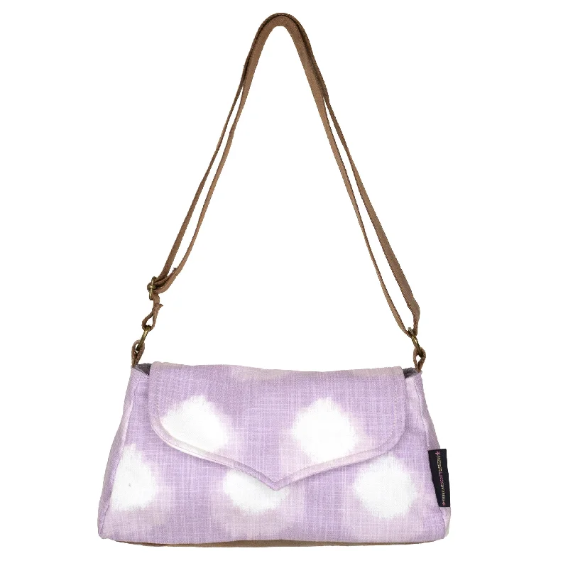 Medium - sized Canvas Crossbody Bag in Beige with Floral Print for Spring OutingsAnnie: Lavender Animal