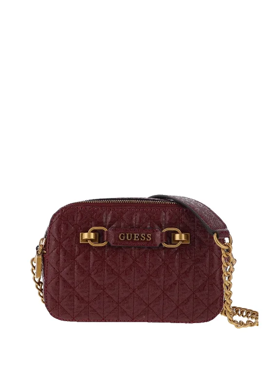 Suede Shoulder Bag in Pink with Tassel Accents for Casual OutingsGuess Aveta Small Gloss Logo Shoulder Bag, Merlot