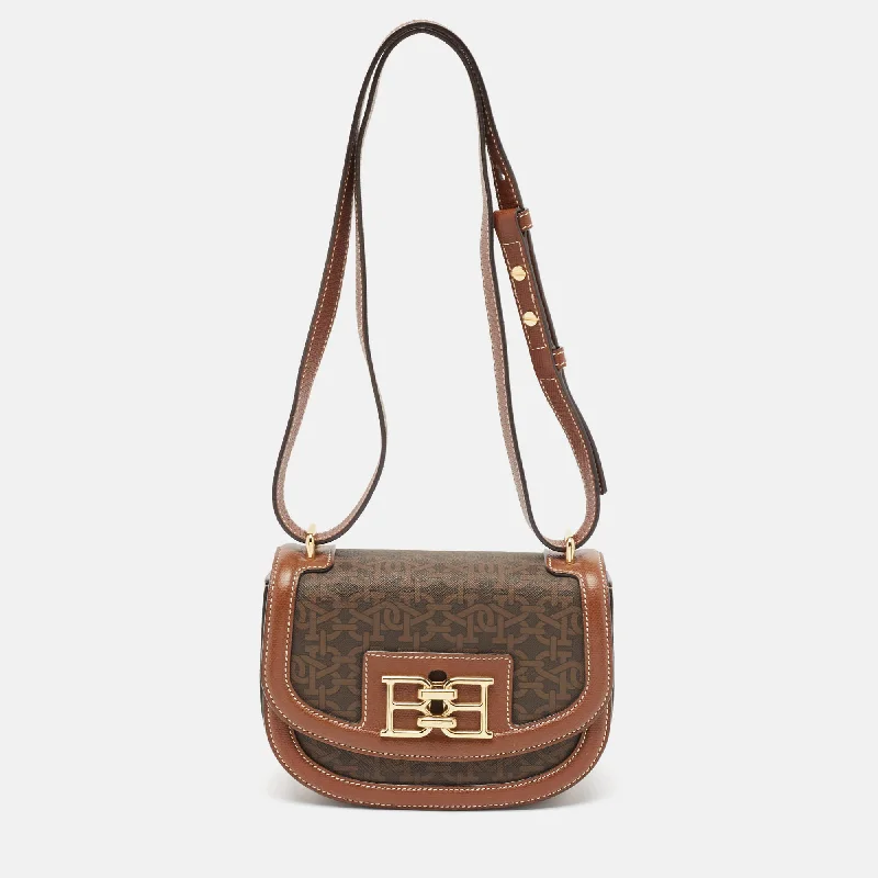 Metallic Crossbody Bag in Silver for New Year's Eve and Special CelebrationsBally Brown Monogram Coated Canvas And Leather Mini Bailey Crossbody Bag