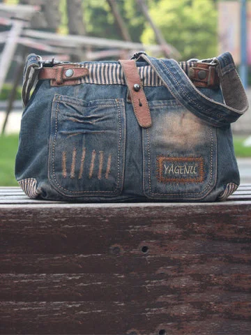 Women's Crossbody Bag with Chain Strap in Gold for a Glamorous TouchBlue Denim Side Bag Womens Denim Messenger Bag Vintage Denim Crossbody Bag For Men