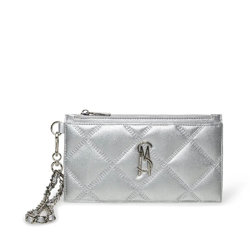 Quilted Leather Evening Bag in Gray for Sophisticated EventsBMORA SILVER