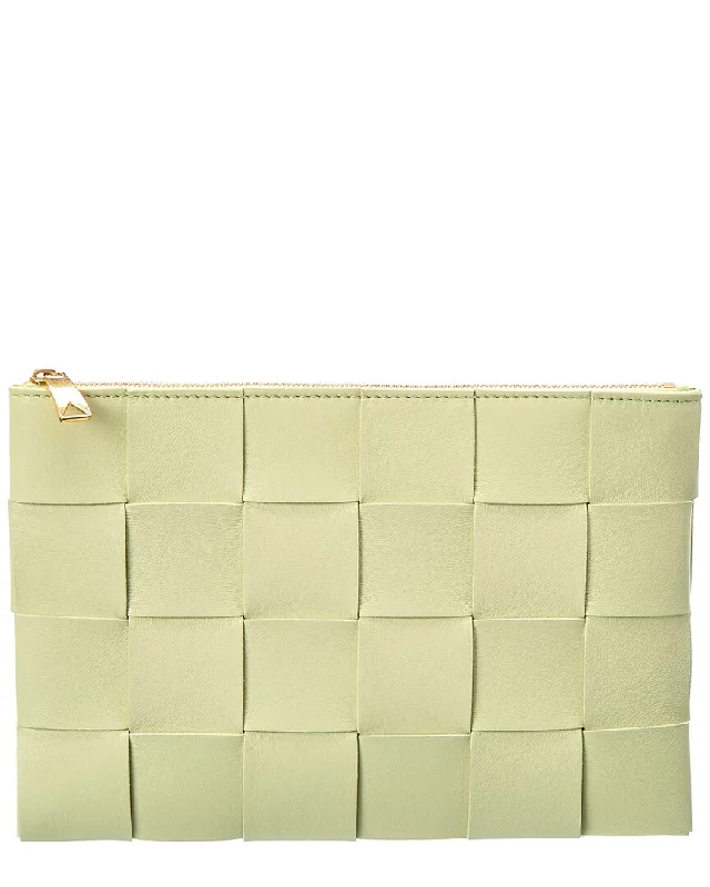 Suede Clutch with Tassel Details in Olive for Fall SoireesBottega Veneta Intrecciato Leather Pouch