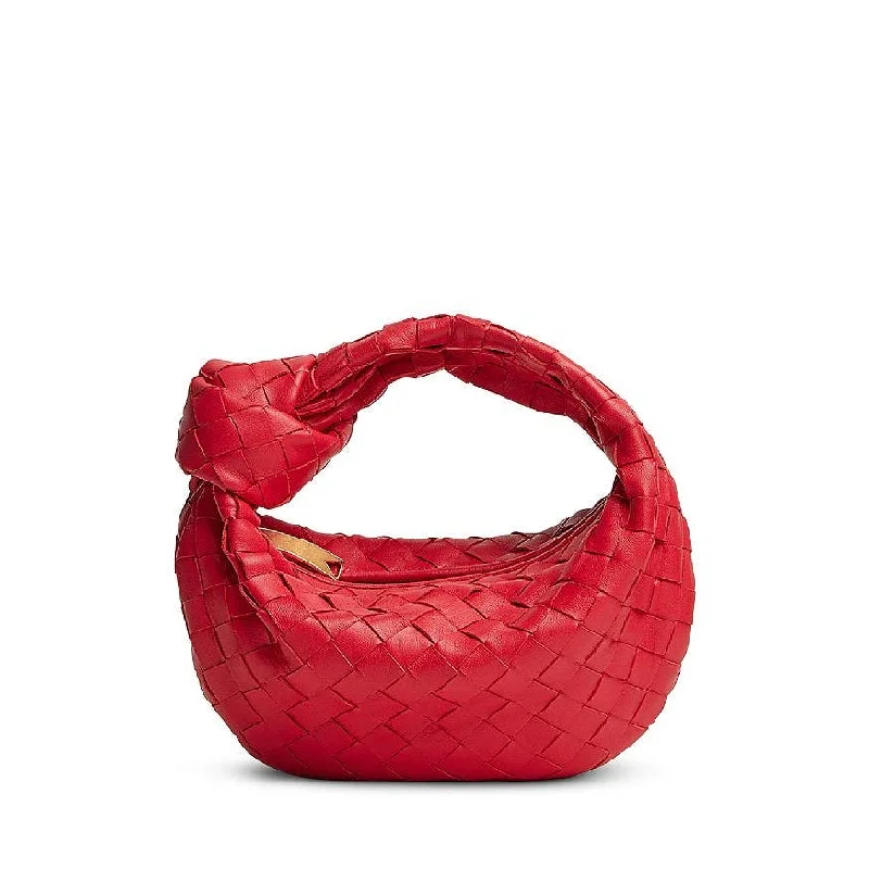 Suede Clutch with Tassel Details in Olive for Fall SoireesBOTTEGA VENETA Ladies Mini Woven Jodie Bag, Sunburn Red