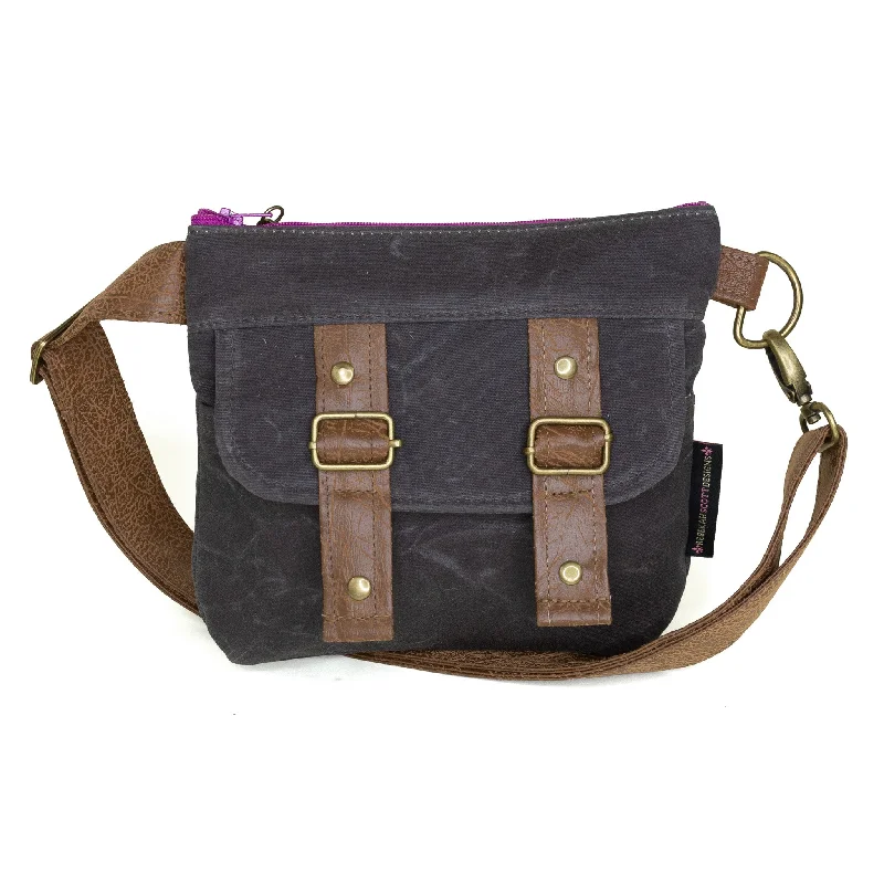 Women's Crossbody Bag with RFID - Blocking Pocket in Black for Safe TravelBrittany: Charcoal Waxed Canvas