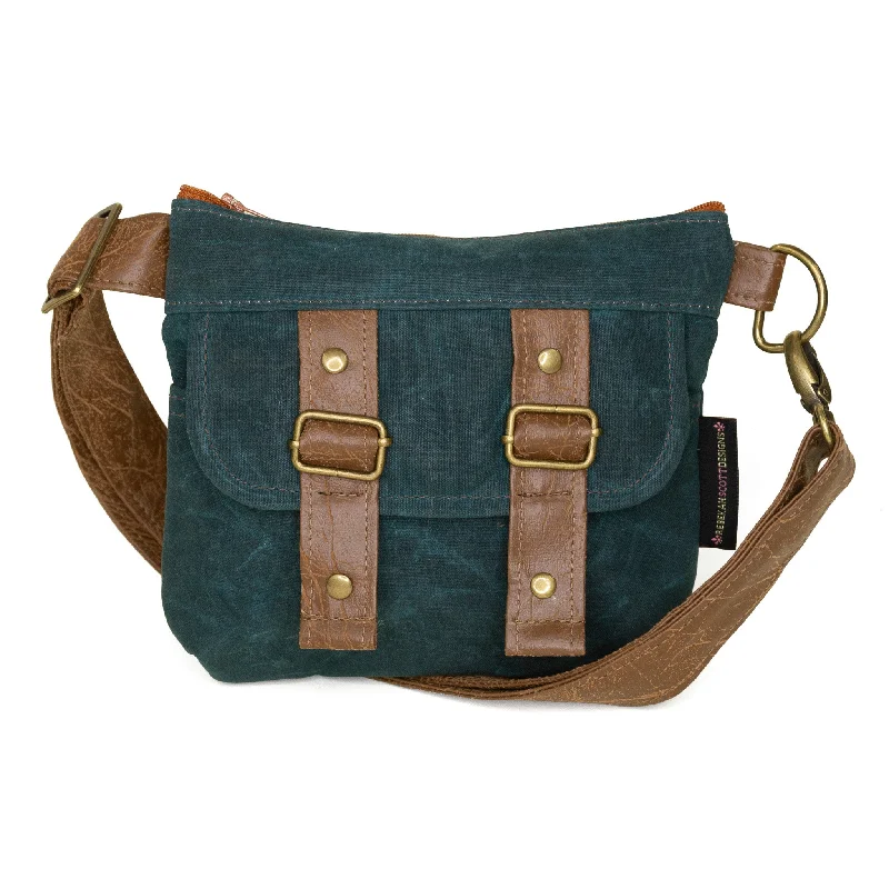 Suede Crossbody Bag in Olive Green for Fall Fashion StatementsBrittany: Deep Teal Waxed Canvas