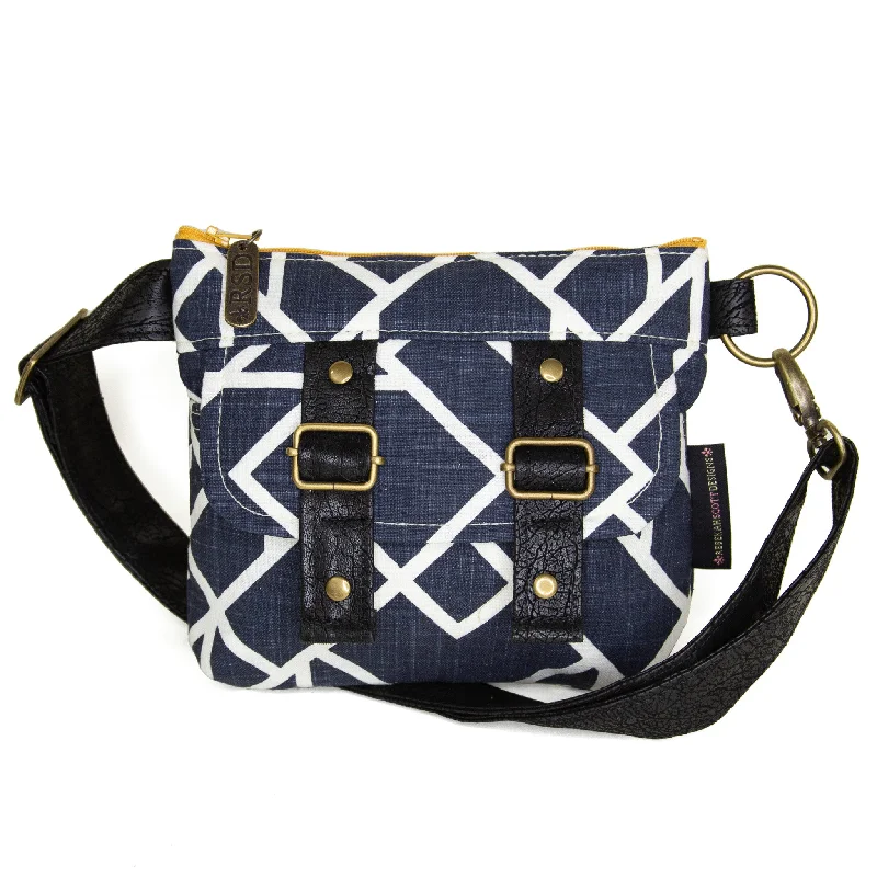 Leather - Trimmed Denim Crossbody Bag in Blue for a Vintage - Inspired LookBrittany: Midnight Geo