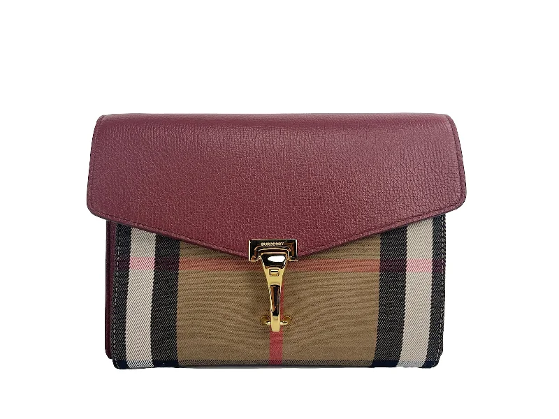 Plus - size Women's Crossbody Bag in Burgundy for Ample StorageBurberry Macken Small Crimson House Check Leather Crossbody Bag