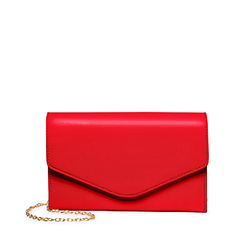 Lace - Trimmed Satin Clutch in Ivory for Garden WeddingsBWORLDLY RED PATENT