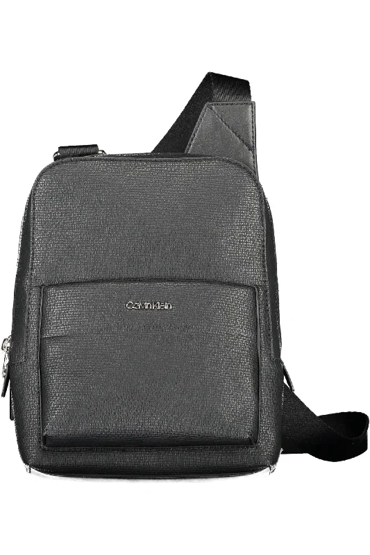 Shoulder Bag with Chain Strap in Silver for a Trendy AppearanceCalvin Klein Black Polyester Men Shoulder Bag