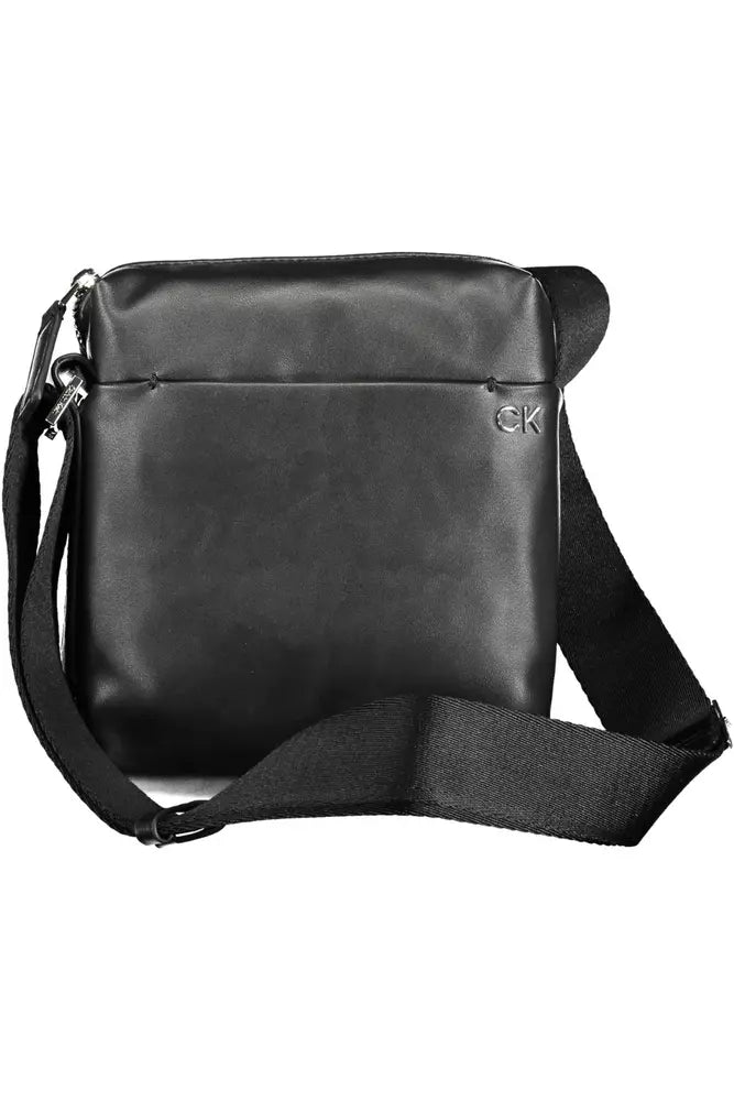 Shoulder Bag with Chain Strap in Silver for a Trendy AppearanceCalvin Klein Black Polyester Men Shoulder Bag