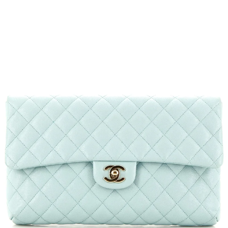 Lace - Trimmed Satin Clutch in Ivory for Garden WeddingsClassic Flap Clutch Quilted Caviar