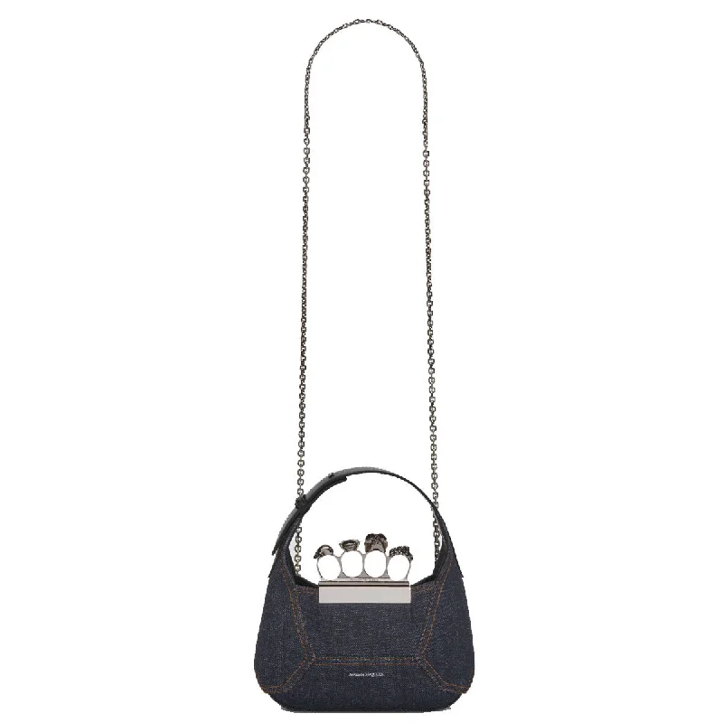 Shoulder Bag with Geometric Pattern in Multicolor for a Contemporary StyleJewelled Hobo Mini Bag, Denim