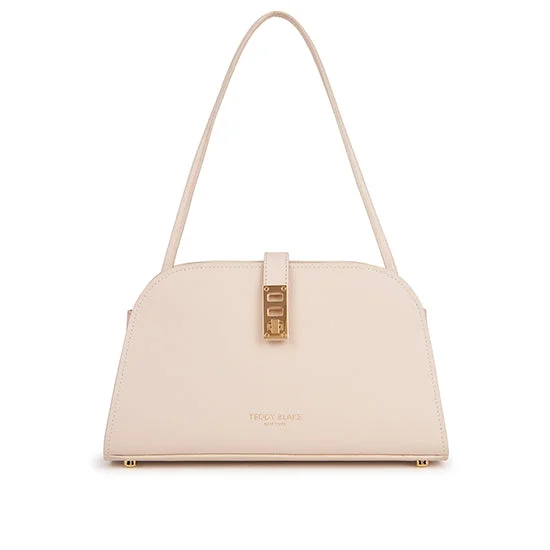 Canvas and Leather Combo Shoulder Bag in Tan for a Rustic LookDana Dollarino 11" - Light Cream