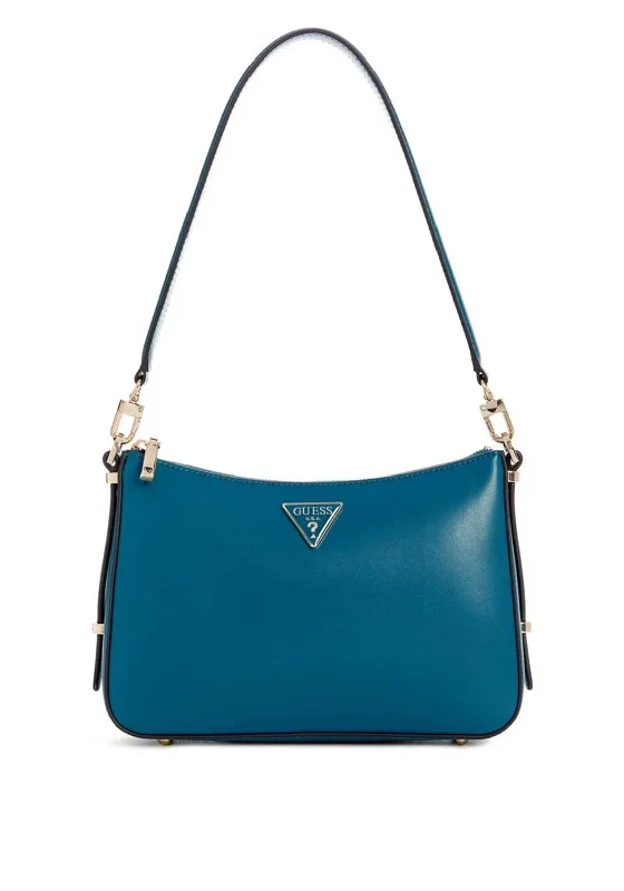 Women's Large Leather Shoulder Bag in Brown with Multiple Compartments for WorkGuess Daryna Top Zip Shoulder Bag, Teal