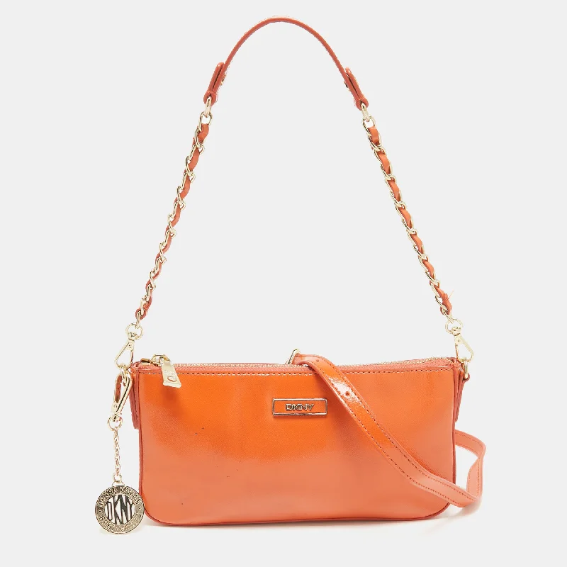 Women's Crossbody Bag with RFID - Blocking Pocket in Black for Safe TravelDkny Orange Patent Leather Crossbody Bag