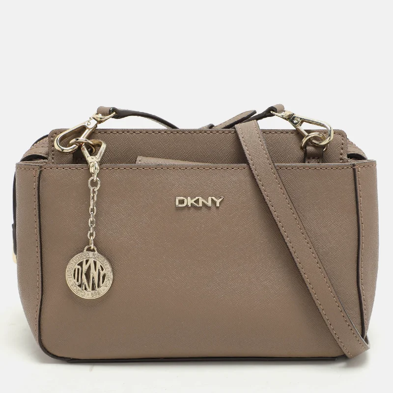 Women's Crossbody Bag with Zippered Pocket on the Back in Red for SecurityDkny Taupe Leather Crossbody Bag