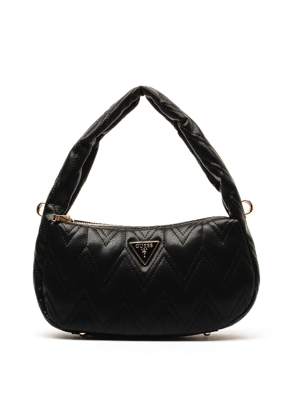 Quilted Shoulder Bag in Cream for a Classic and Elegant LookGuess Eda Chevron Stitch Shoulder Bag, Black