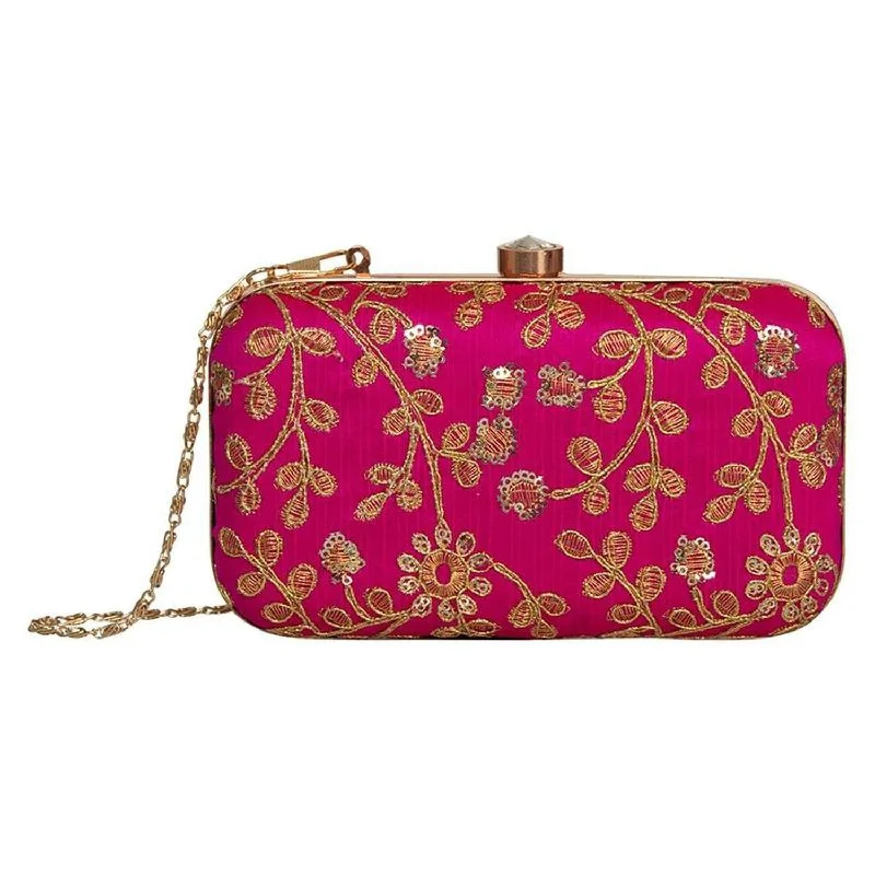 Large Sequin Clutch in Gold for Red - Carpet EventsExotic Hot Pink Party wear Bridal Fancy Designer clutch bag