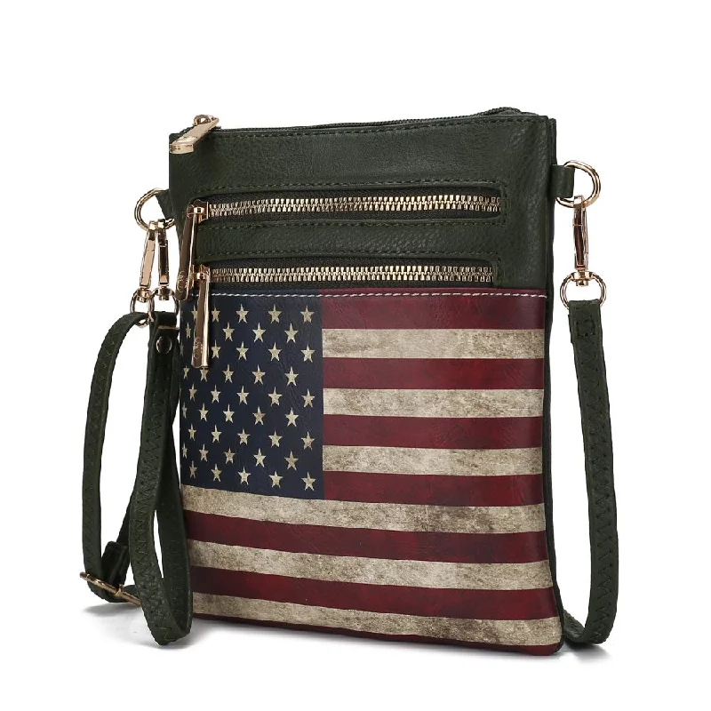 Quilted Leather Crossbody Bag in Cream for a Classic and Elegant AppearanceGenesis Printed Flag Vegan Leather Women’s Crossbody Bag