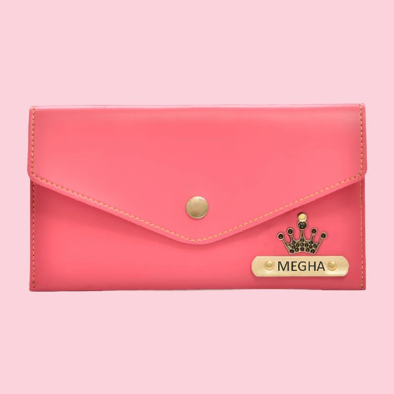 Women's Metallic Leather Clutch in Rose Gold for Valentine's DateWomen Clutch (Pink)