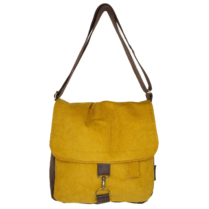 Women's Crossbody Bag with Multiple Compartments in Gray for Organized Daily UseGretta Premier: Mustard Corduroy