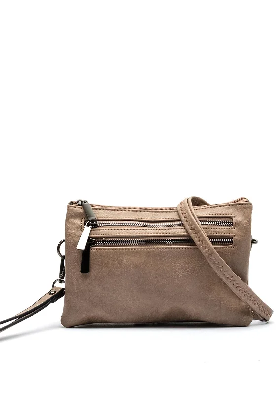 Leather Shoulder Bag with Magnetic Closure in Black for Quick AccessZen Collection Zipped Shoulder Bag, Brown