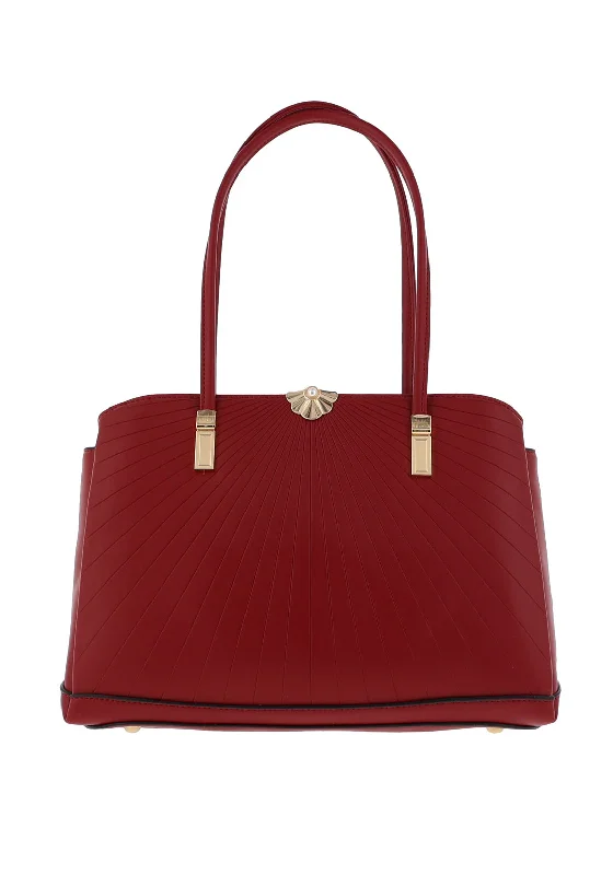 Printed Silk Shoulder Bag in Red for a Pop of ColorZen Collection Pearl Charm Shoulder Bag, Maroon