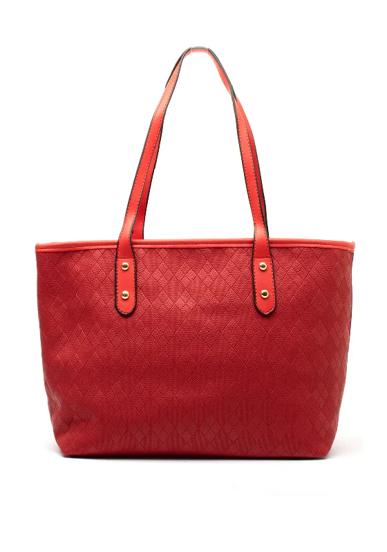 Shoulder Bag with Chain Strap in Silver for a Trendy AppearanceZen Collection Textured Checkered Shoulder Bag, Red