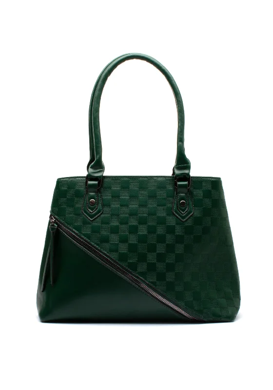 Quilted Shoulder Bag in Cream for a Classic and Elegant LookZen Collection Checkered Shoulder Bag, Green