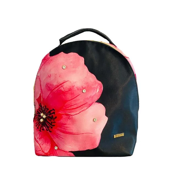 Lightweight Nylon Women's Backpacks in Navy for Hiking and Outdoor TripsPink hibiscus Mini backpack