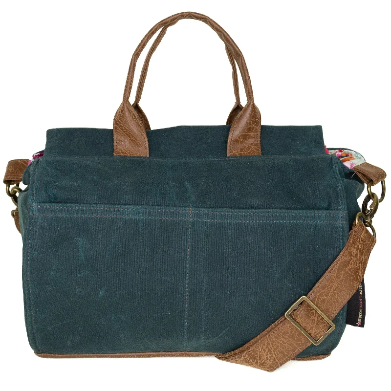 Waterproof Nylon Crossbody Bag in Navy Blue for Outdoor Hiking TripsIvy: Deep Teal Waxed Canvas