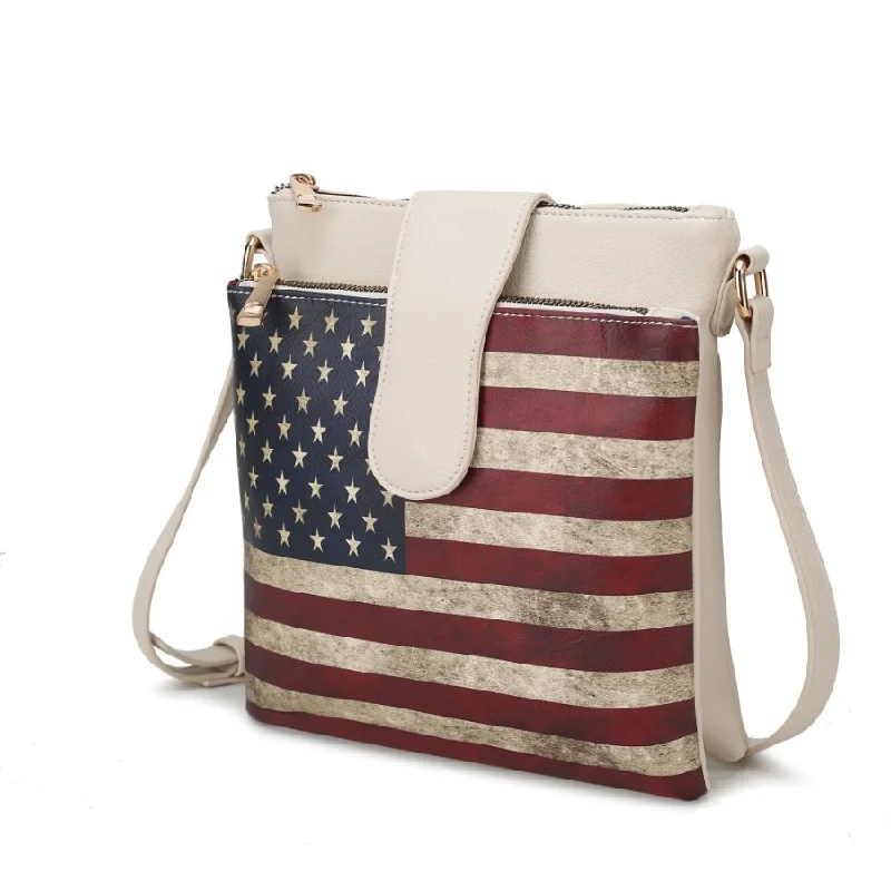 Leather - Trimmed Denim Crossbody Bag in Blue for a Vintage - Inspired LookJosephine Vegan Leather Women’s FLAG Crossbody Bag