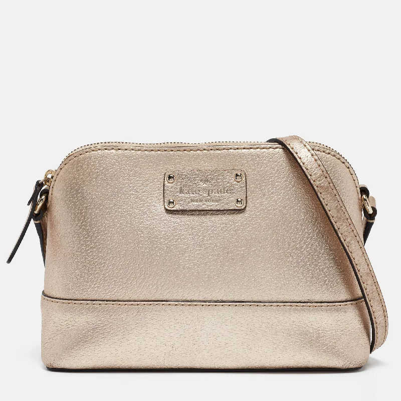 Quilted Leather Crossbody Bag in Cream for a Classic and Elegant AppearanceKate Spade Gold Leather Wellesley Hanna Crossbody Bag