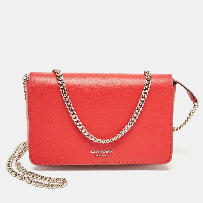 Straw Crossbody Bag in Natural Color for Beach Vacations and Summer DaysKate Spade Red Leather New York Sylvie Chain Crossbody Bag