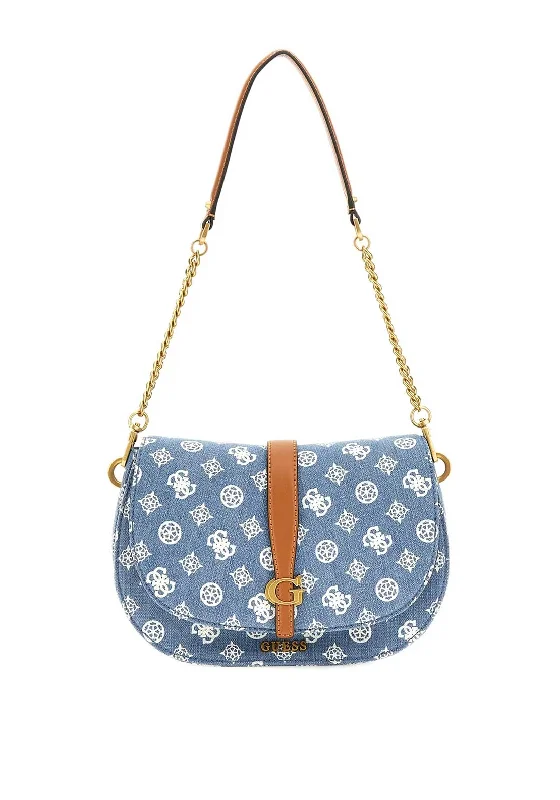 Women's Shoulder Bag with Adjustable Strap in Pink for ComfortGuess Kuba Denim Saddle Shoulder Bag, Denim