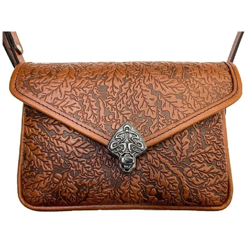 Leather - Trimmed Denim Crossbody Bag in Blue for a Vintage - Inspired LookBecca Cell Phone Handbag, Oak Leaves